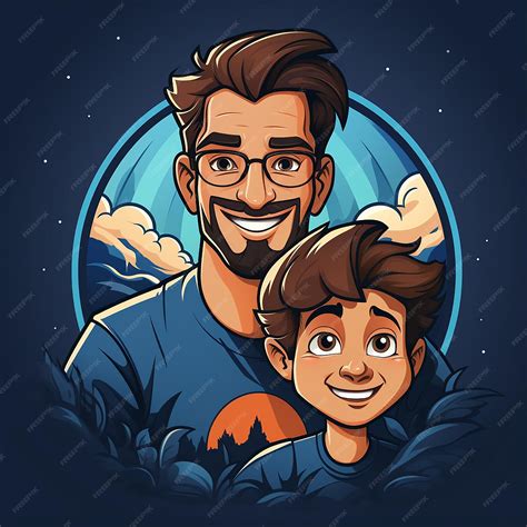 Premium Photo Father And Son Logo Cartoon