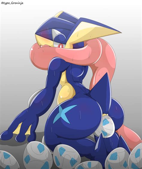 Rule Amphibian Anthro Blue Skin Blush Egg Female Greninja Highres Long Tongue Nintendo Nude
