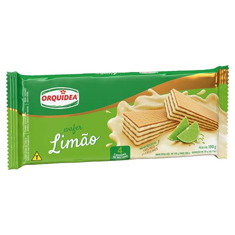 Biscoito Wafer Recheio Limão Orquídea Pacote 100g Sonda Supermercado