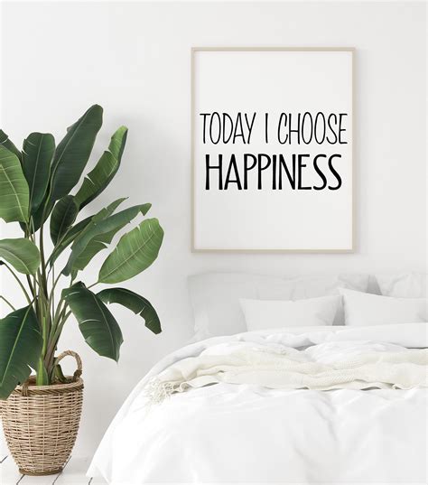 Today I Choose Happiness Wall Decor Happiness Wall Poster Etsy