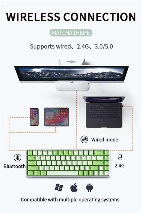 2024 New READSON HW68 RGB Matcha 2 4g Wireless Bluetooth Three Mode Full Key Hot Swap RGB Red