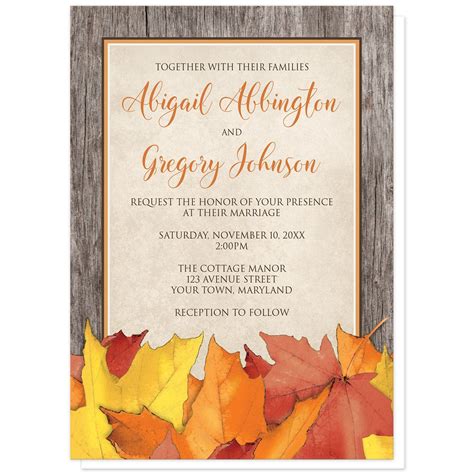 Rustic Wood and Leaves Fall Wedding Invitations – Artistically Invited