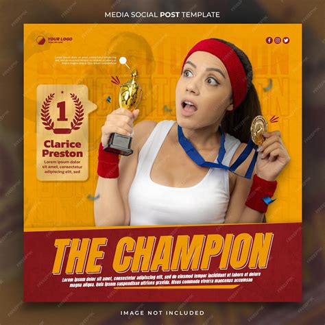 Premium PSD | Sport Champion Congratulations Media Social Post Template