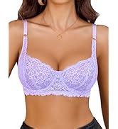 Avidlove Women S Sexy Lace Bra Sheer Balconette Underwire Unlined Everyday Bras Lingerie White