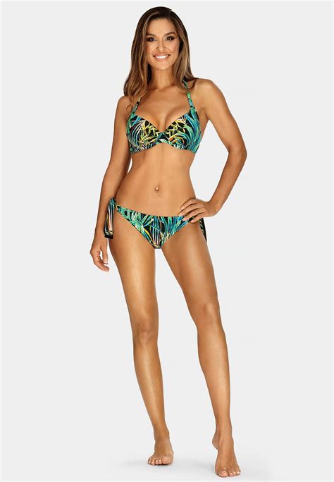 Kostium K Pielowy G Ra Od Bikini Wi Zana Na Szyi W Tropikalne Li Cie Push Up Fg Sklep Feba