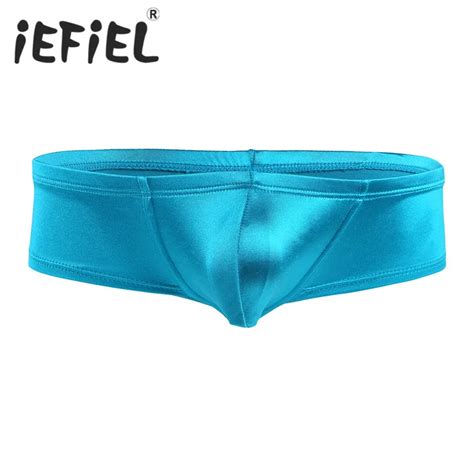 Iefiel Sexy Gay Male Mens Lingerie Night Low Waist Wetlook Bulge Pouch Low Rise Bikini Briefs