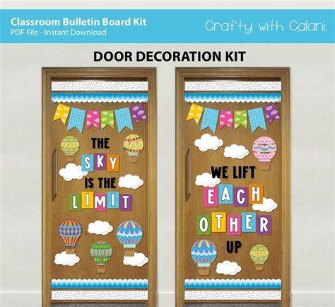 We Lift Each Other Up Bulletin Board Kit Hot Air Balloons Classroom Motivational Wall