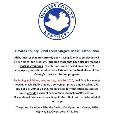 Daviess County Fiscal Court - LAST MASK DISTRIBUTION! Daviess County