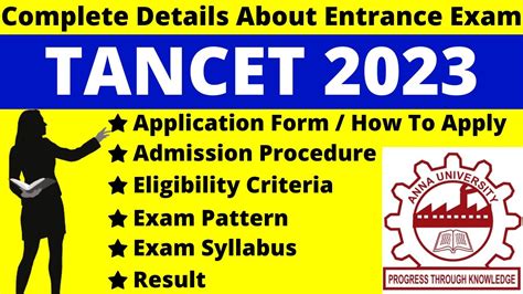 Tancet 2023 Full Details Notification Out Dates Application