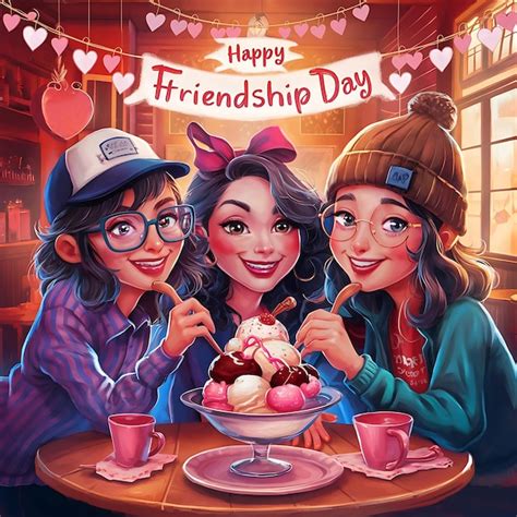 charming  colorful cartoon illustration   group  friends