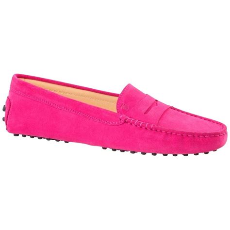 Tods Hot Fuchsia Pink Gommino Moccasins Loafers Driving Shoes For Sale At 1stdibs