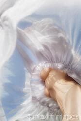 Photo Of Sensual Abstract Of Woman Half Nude Body Under A Flying Sheer Summer Dress Stock