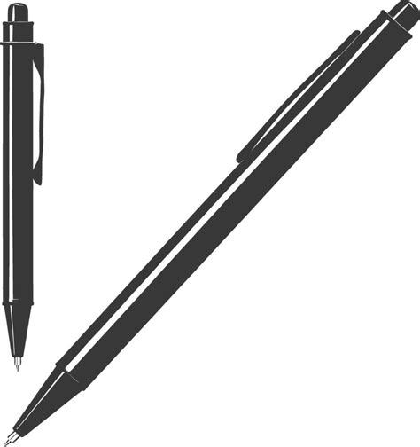 Silhouette Pen Personal Stationery Black Color Only 44637534 Vector Art