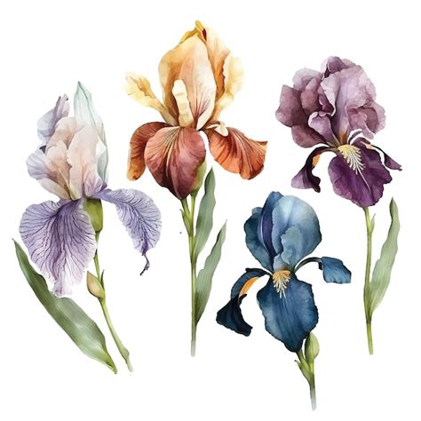 Iris Blumen Aquarell Farbsammlung Premium Vektor