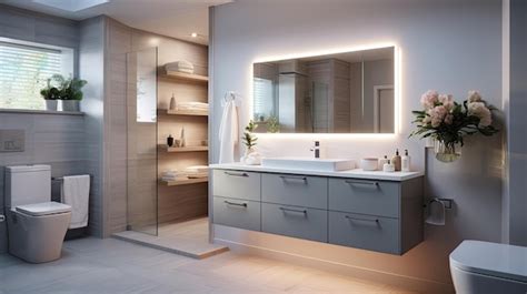 Premium AI Image A Photo Of A Contemporary Bathroom With A Floating