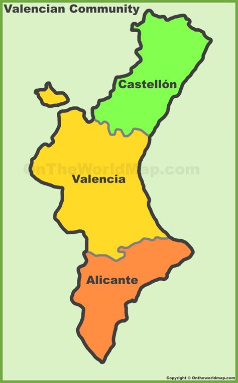 Valencian Community provinces map - Ontheworldmap.com