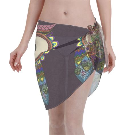 Coaee Boho Owl Women S Short Sarongs Beach Wrap Sheer Bikini Wraps Chiffon Cover Ups For Beach