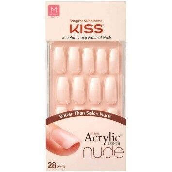 KISS Salon Acrylic Nude French Manicure Leilani 28ct Pink Gel Nails Glue On Nails Kiss Nails