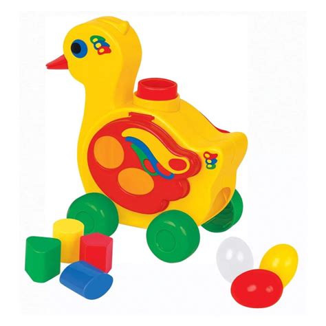 Игрушка-каталка ПОЛЕСЬЕ Уточка-несушка (в сеточке) 22,5х13х23 см ...