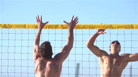 Men Playing Beach Volleyball Stock Footage Videohive