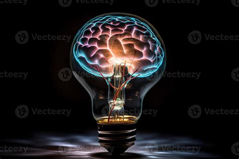 The Human Brain Inside Of Light Bulb On Black Background 22475877