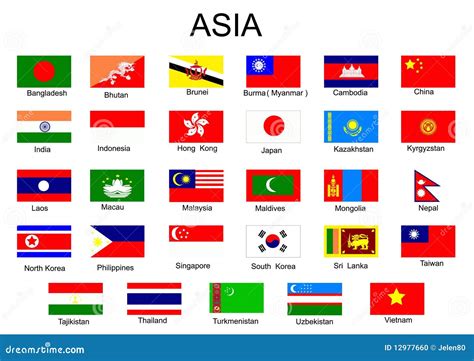 Flags of Asian countries stock vector. Illustration of gaza - 12977660