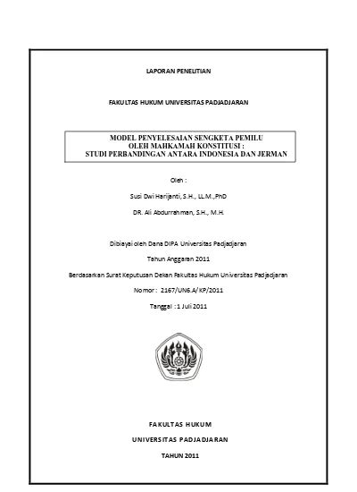 Laporan Penelitian Fakultas Hukum Universitas Padjadjaran Model