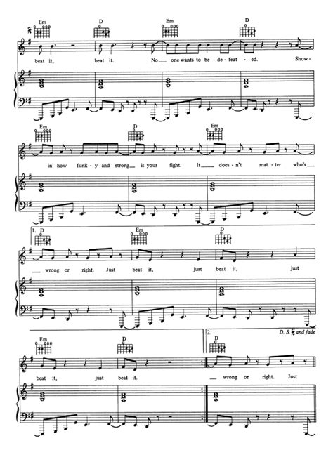 BEAT IT Piano Sheet Music Easy Sheet Music