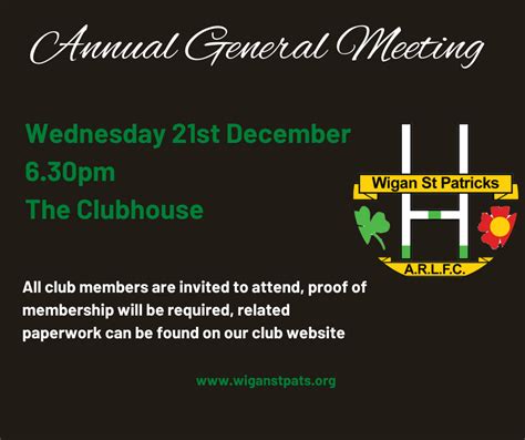 Notice Of Agm Wigan St Patricks Arlfc