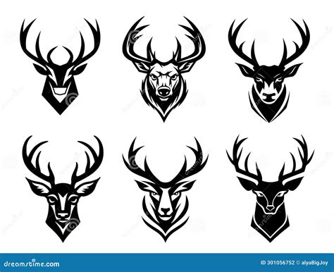 Set Of Deer Heads Stock Illustration Illustration Of Animal 301056752