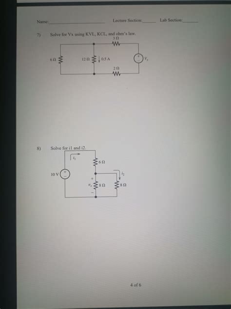 Solved Solve For Vx Using Kvl Kcl And Ohm S Law A V Chegg