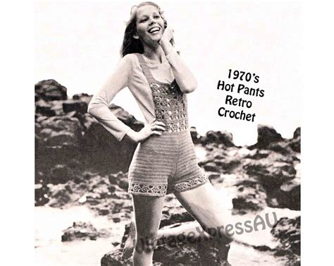 Hot Pants Crochet Pattern Retro S Women S Sizes Bust Flower Patterned Bib Front