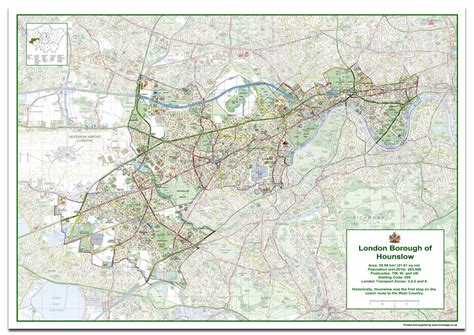 Hounslow London Borough Map841 X 1189 Cm Paper Laminated