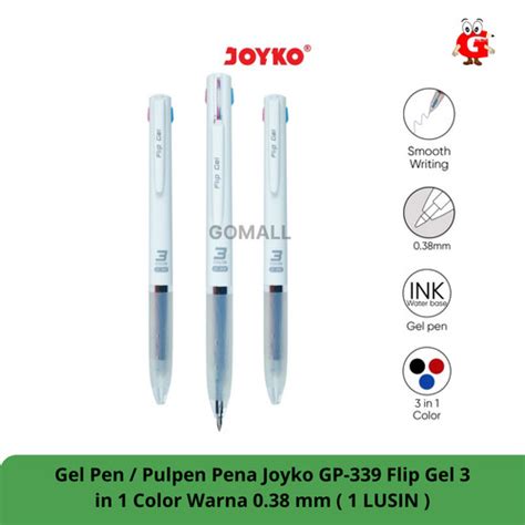 Jual 1 Lusin Gel Pen Pulpen Joyko GP 339 Flip Gel 3 In 1 Warna 0 38