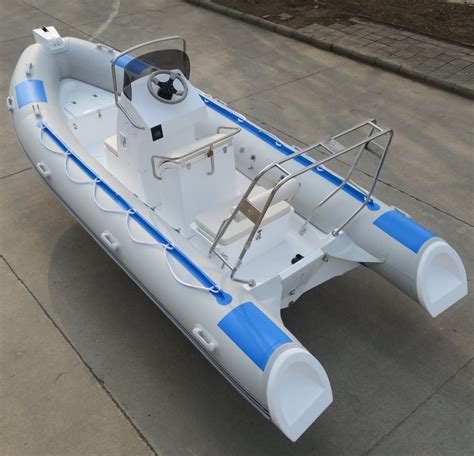 Fiberglass Rowing Boat Rib 420 Console Inflatable Boat For Sale