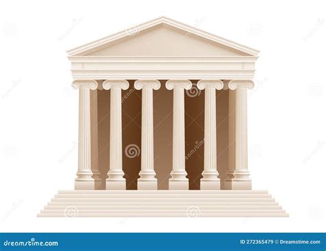 Ionic Realistic Antique Greek Marble Column Vector Illustration