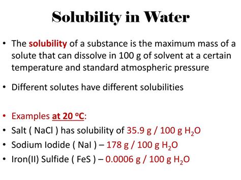Solubility In Water 