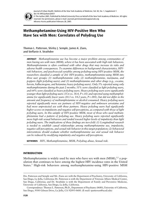Pdf Methamphetamine Using Hiv Positive Men Who Have Sex With Men Correlates Of Polydrug Use