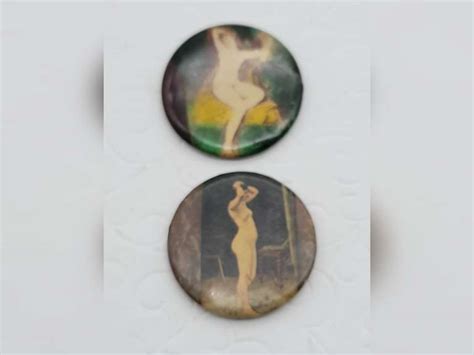 Two Full Nude Sepia Hand Colored Celluloid Pocket Mirrors C1910 Northern Kentucky Auction LLC