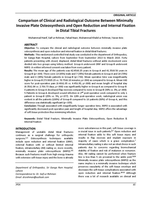 Comparison Of Clinical And Radiological Outcome Between Minimally