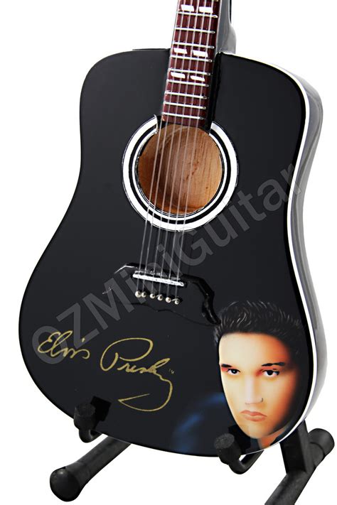 Miniature Acoustic Guitar Elvis Presley Black Ozminiguitar