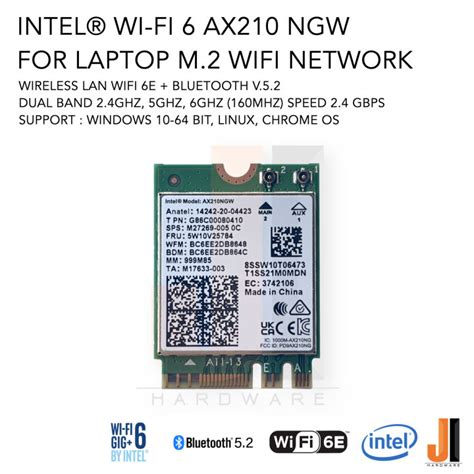 Intel® Wi-Fi 6E AX210NGW card for notebook wifi network wireless lan ...