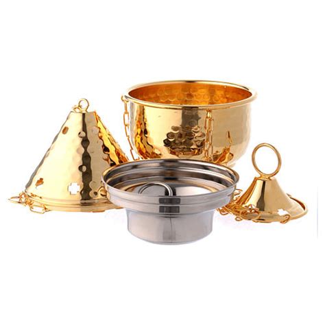 Censer Pierced And Embossed 20 Cm Golden Brass Online Sales On