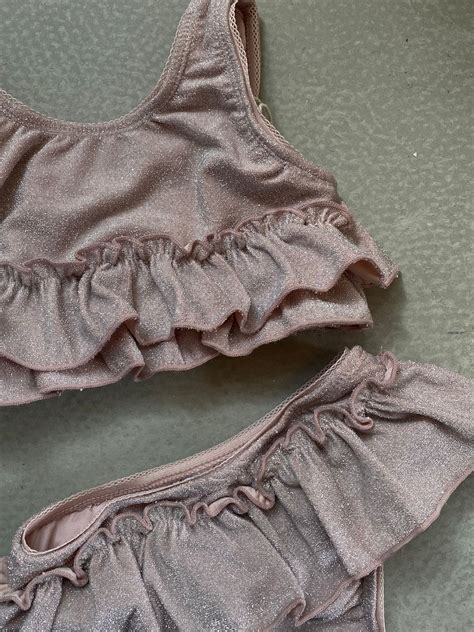 Konges Slojd Jade Bikini Rose Smoke Glitter Bikini Met Roezel Roze Minipop