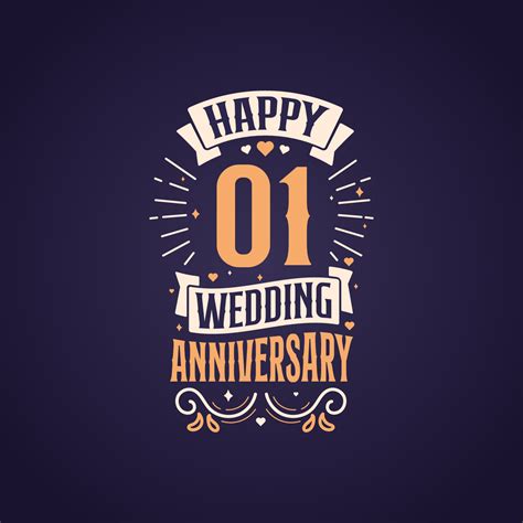 Happy 1st wedding anniversary quote lettering design. 1 years ...