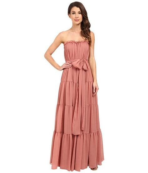 Jill Jill Stuart Strapless Crinkle Chiffon Gown W Tie At Waist