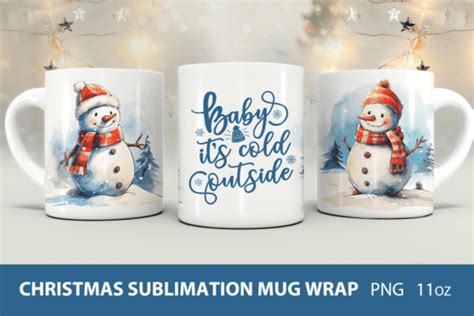 Snowman Christmas Mug Wrap Graphic By Kmarinadesign · Creative Fabrica