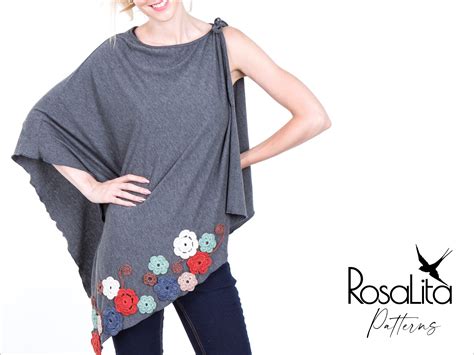 Lena Poncho Digital Pdf Sewing Pattern With Tutorial Free Size Easy Beginner Friendly Sewing