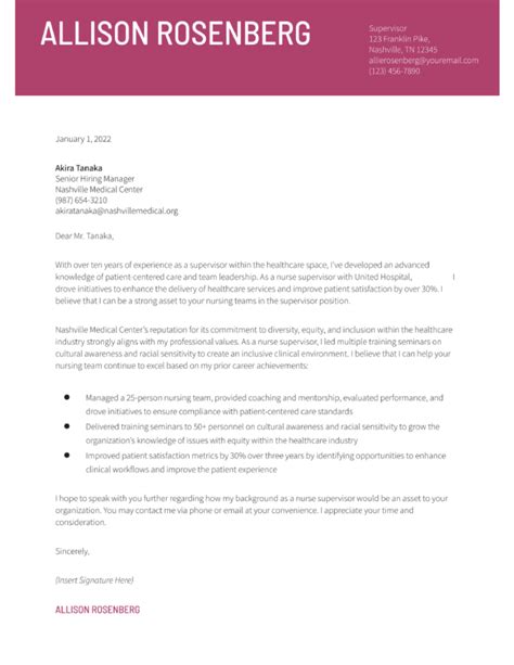 Supervisor Cover Letter Examples And Templates For 2024