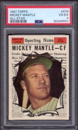 Topps Mickey Mantle All Star Psa Vg Ex Yankees Nice